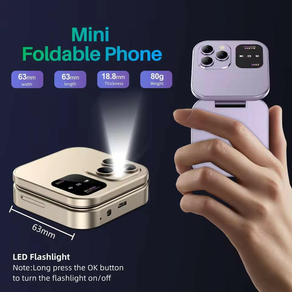 I16Pro Compact Foldable Mobile Phone with Auto Call Recording, Speed Dial, FM Radio, Dual SIM GSM Unlocked.