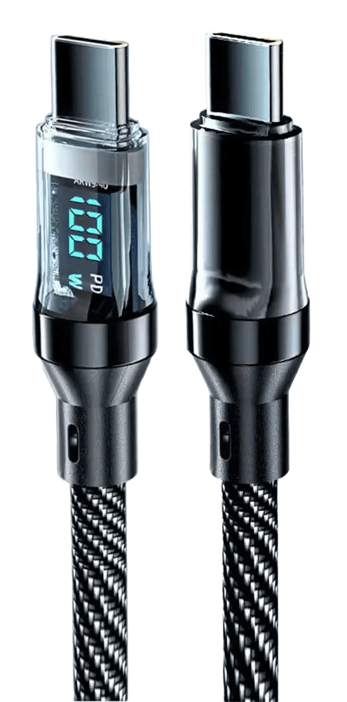 120W LED Digital Display USB Type-C Quick Charge Cable for OPPO, VIVO, and Huawei Fast Charging Data Transfer