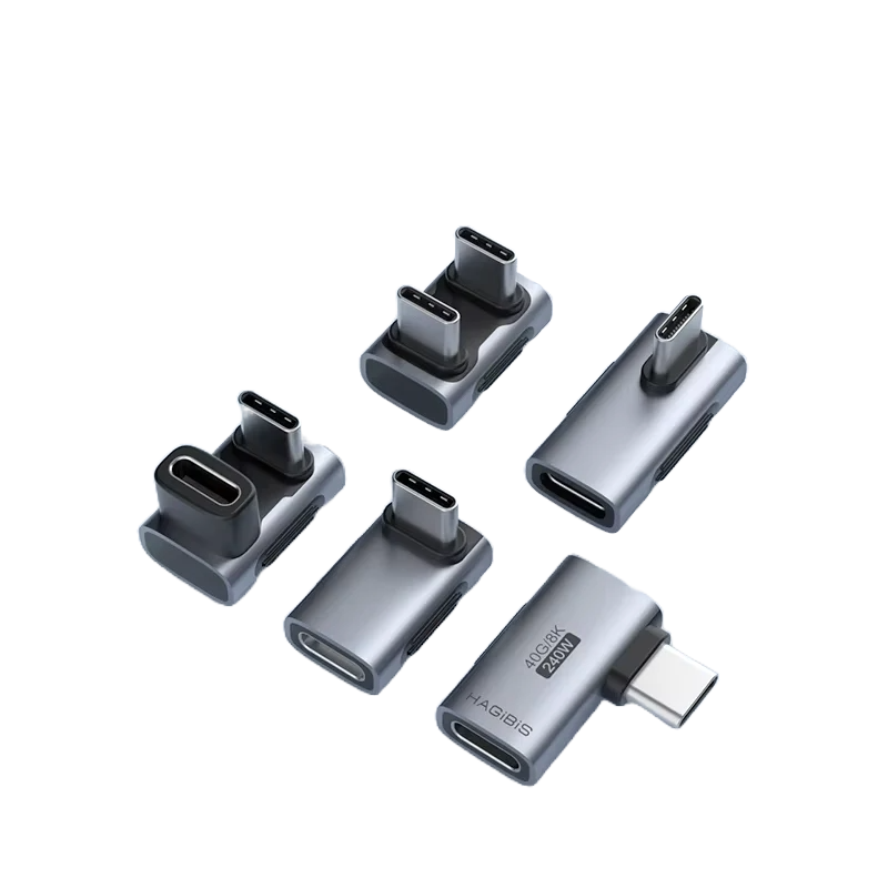 Hagibis 240W USB-C to USB-C Adapter, 40Gbps 8K 60Hz 90-Degree Converter, USB4 Compatible with Thunderbolt 4/3, MacBook, iPhone 16 Pro, and Tablets.