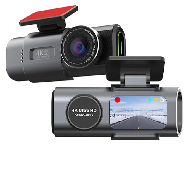 4K UHD Dash Cam with Night Vision, Built-In Wi-Fi, GPS Support, and 24-Hour Parking Monitoring