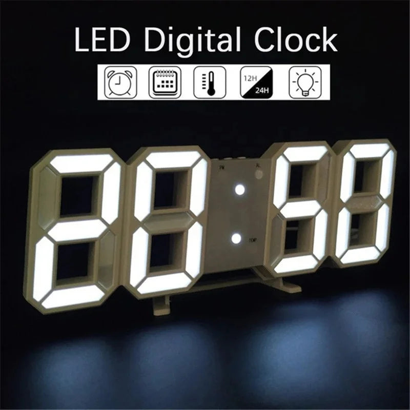 3D LED Digital Wall Clock with Date, Time, and Celsius Display - Alarm Clock and Nightlight for Home and Living Room Décor