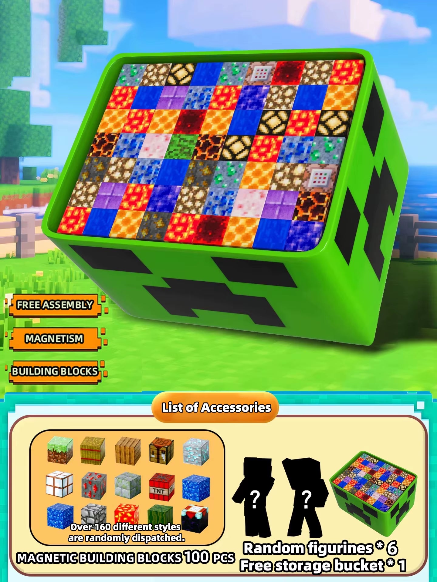 Magnetic Building Blocks Storage Box Set - DIY Assembly Toys for Children with Table Play Features