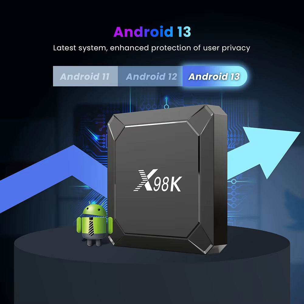 X98K Android 13 Smart TV Box with 8K Resolution, Dual Wi-Fi, and Bluetooth 5.0