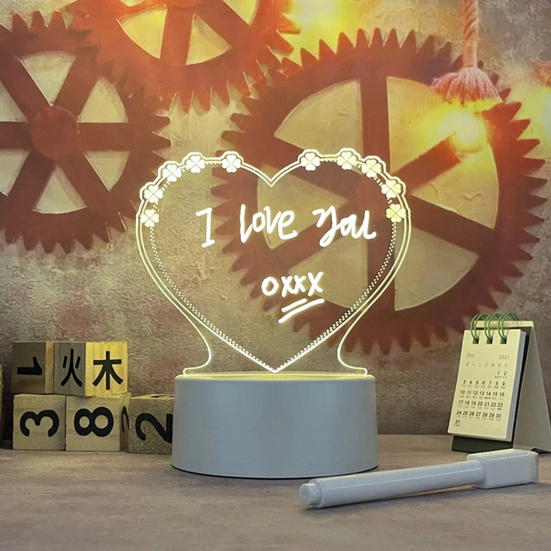 Innovative Creative LED Message Board Night Light with USB Power and Pen - Perfect Gift for Kids and Loved Ones.