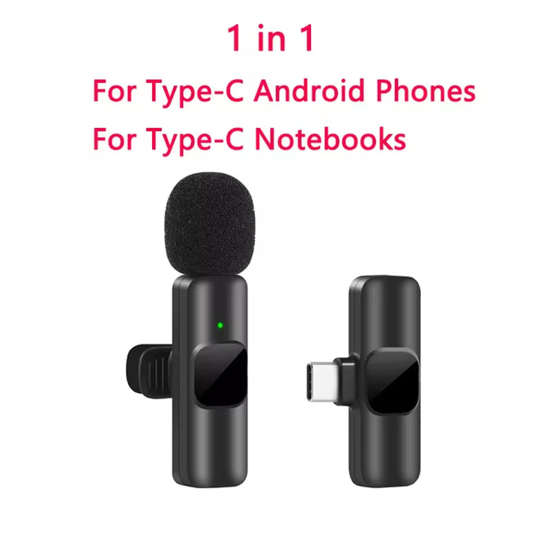 Wireless Lavalier Microphone - Portable Mini Mic for Audio and Video Recording, Compatible with iPhone and Android for Live Broadcast and Gaming