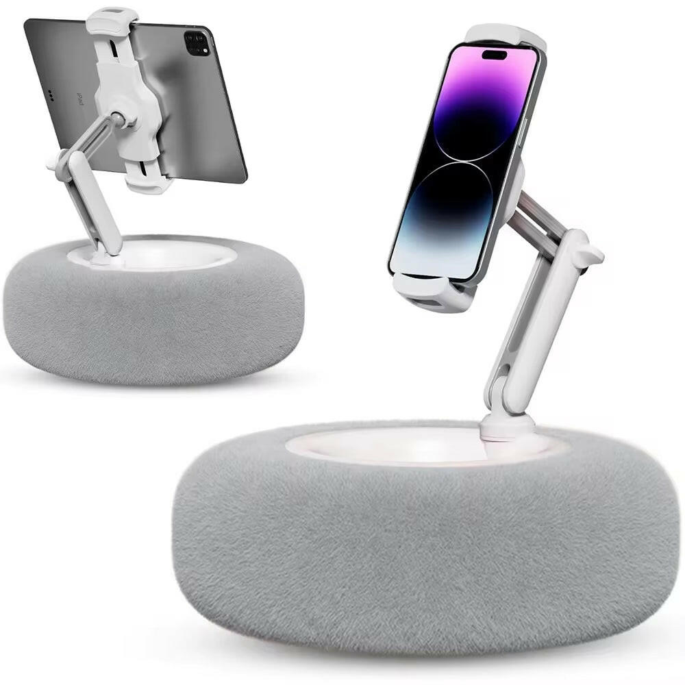 Plush Pillow Mobile Phone Tablet Holder Desktop Stand Adjustable Length Angle for Binge-Watching Live Straming Video Chat.