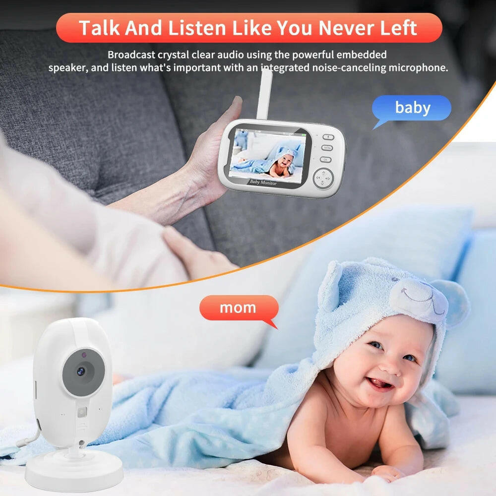 New 3.5 Inch Wireless Video Baby Monitor Night Vision Temperature Monitoring 2 Way Audio Talk Baby Nanny Security Camera.