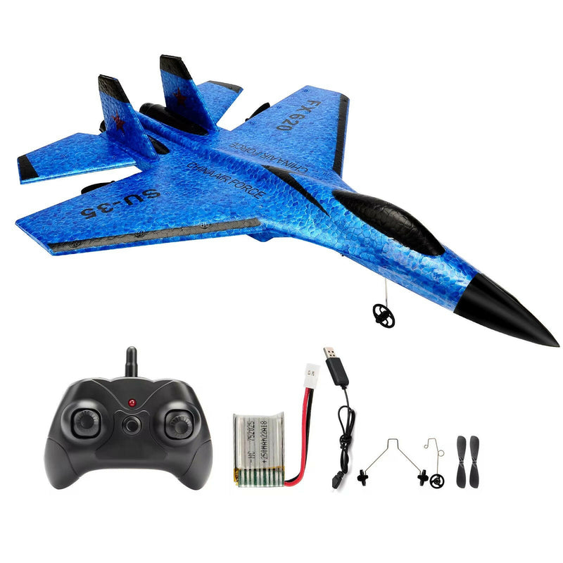 SU35 Remote Control Glider Aircraft FX620 FX820 2.4G with LED Lights - Foam Model Plane for Children Gifts.