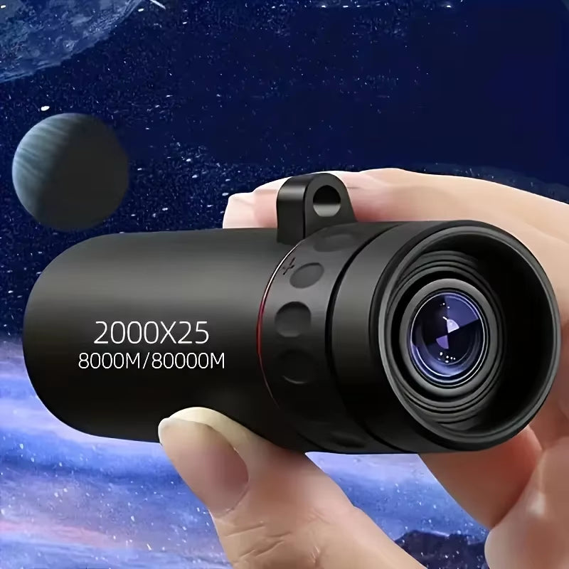 Experience the Outdoors with the 2000X25 HD Monocular Telescope - Compact, Portable, and Ideal for Camping, Hunting, and Birdwatching.