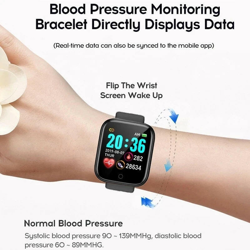 Waterproof Smart Watch for Women and Men - Electronic Fitness Tracker for Kids, Compatible with Xiaomi and Huawei Bracelets.