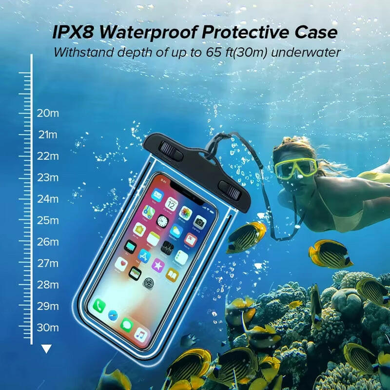 Universal Waterproof Phone Case for iPhone 12 Pro, XS Max, XR, and X - Submersible Protection Pouch.