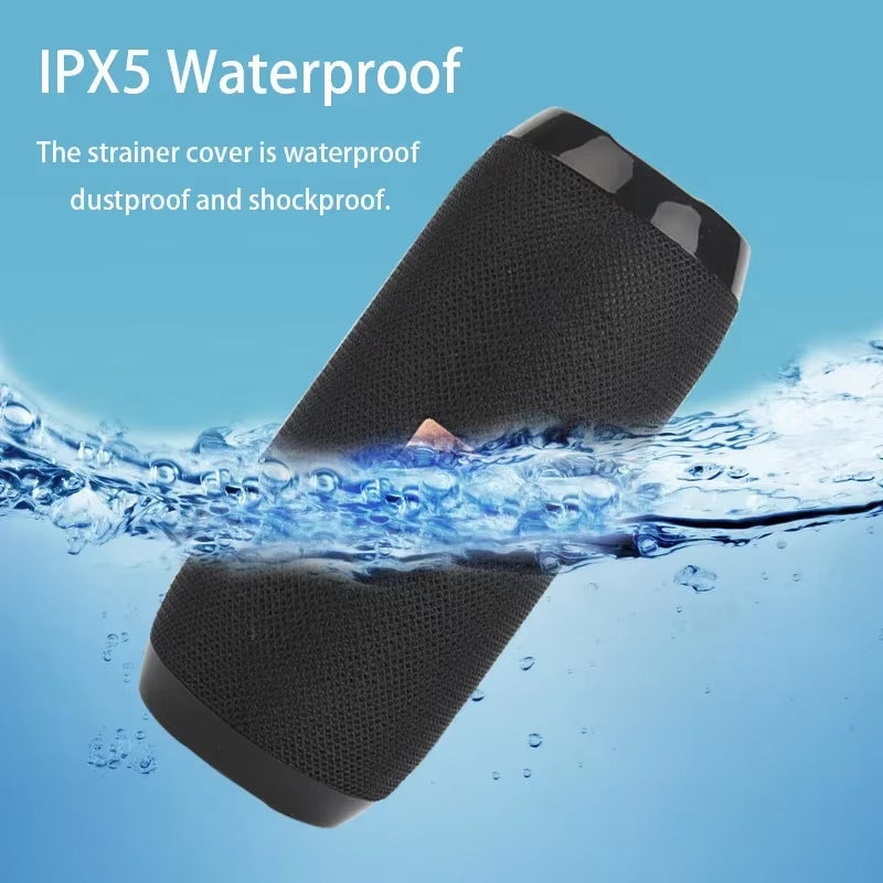 Waterproof Portable Bluetooth Speaker with Subwoofer, AUX, and FM Radio Functionality