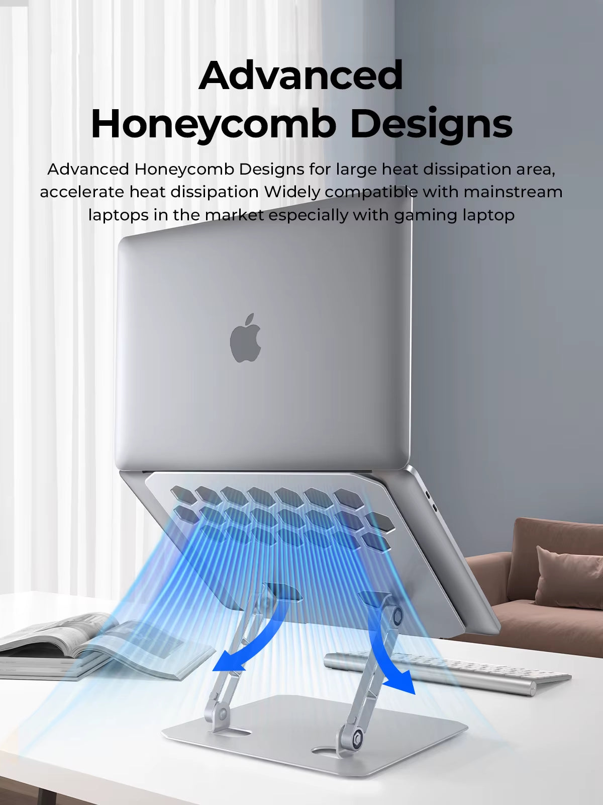 Laptop Stand Zinc Alloy for Gaming Laptop with Dual Support Arms Portable Folding with Honeycomb Design for ASUS HP Acer.