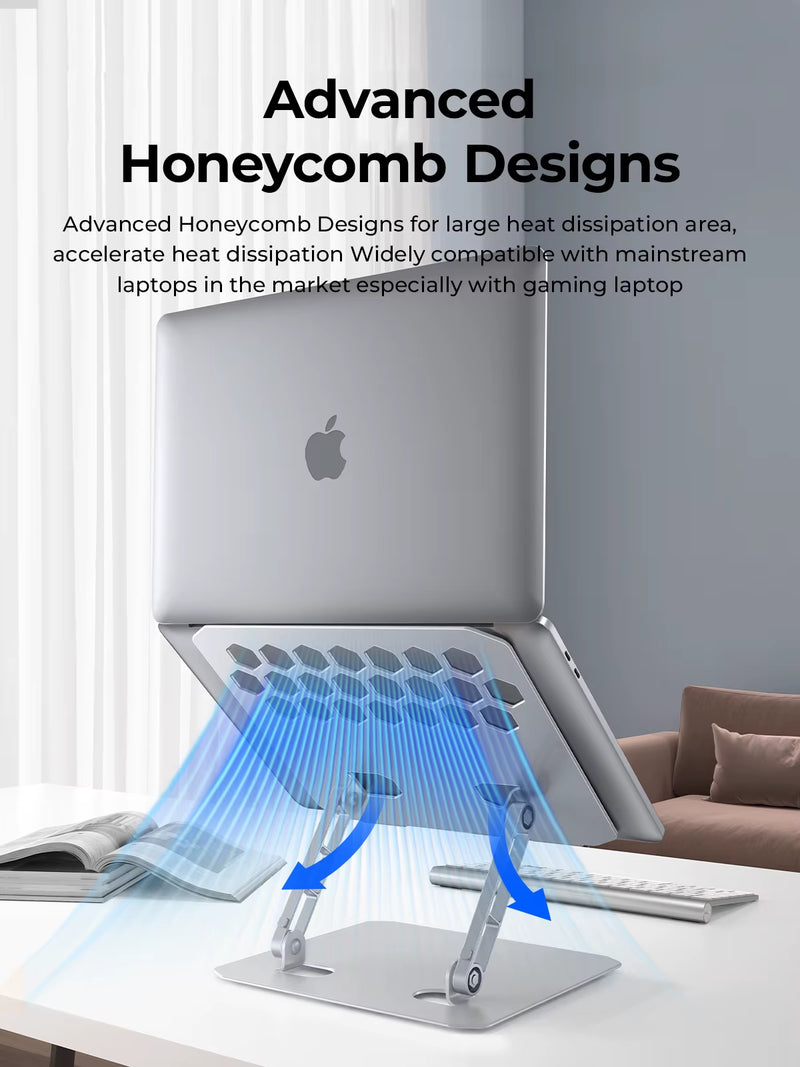 Laptop Stand Zinc Alloy for Gaming Laptop with Dual Support Arms Portable Folding with Honeycomb Design for ASUS HP Acer.