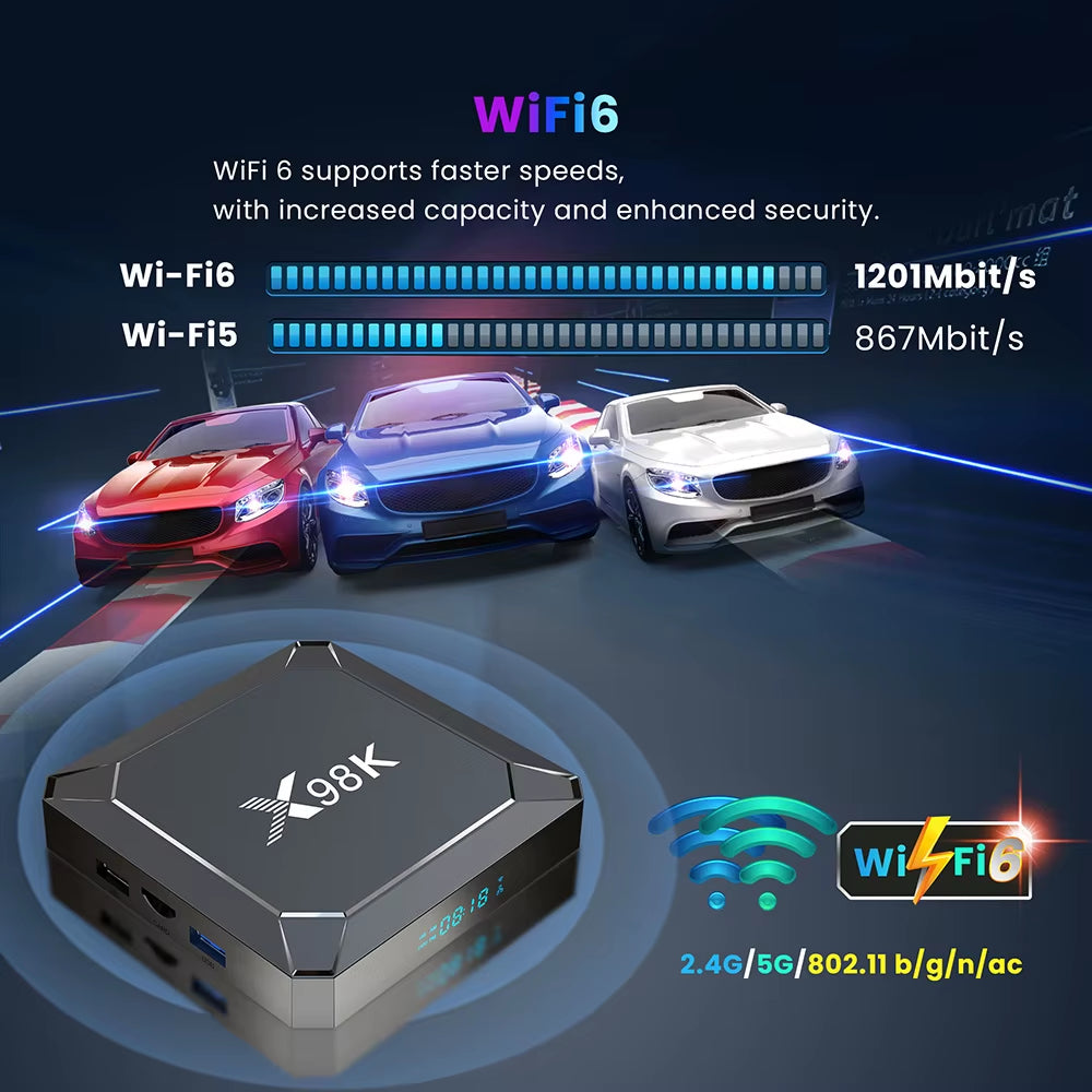 X98K Android 13 Smart TV Box with 8K Resolution, Dual Wi-Fi, and Bluetooth 5.0