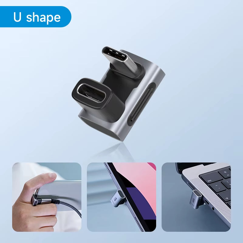 Hagibis 240W USB-C to USB-C Adapter, 40Gbps 8K 60Hz 90-Degree Converter, USB4 Compatible with Thunderbolt 4/3, MacBook, iPhone 16 Pro, and Tablets.