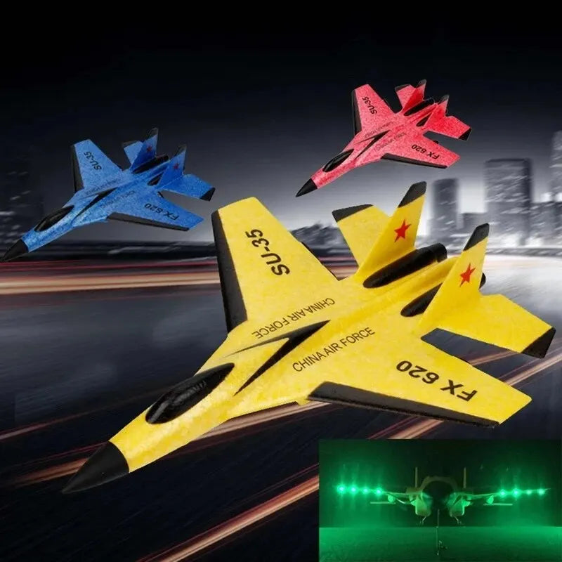 SU35 Remote Control Glider Aircraft FX620 FX820 2.4G with LED Lights - Foam Model Plane for Children Gifts