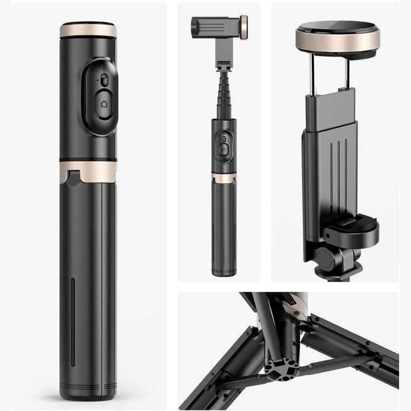 28" Portable Multifunctional Selfie Stick Tripod - Lightweight Aluminum Alloy Phone Stand with Wireless Remote Control for Video Recording and Photography, Compatible with iPhone and Android Devices, Supports Horizontal and Vertical Shooting