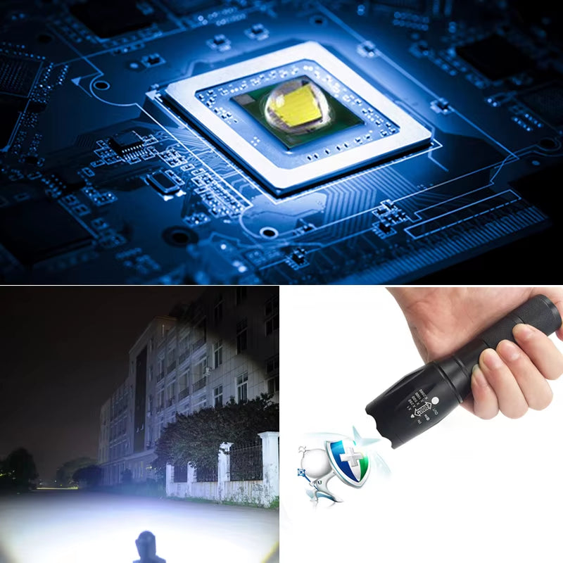 Litwod XML T6 LED Rechargeable Flashlight - 5000 LM, 5 Modes, Zoom Function, 18650 Battery, Ideal for Outdoor Camping and Emergency Use