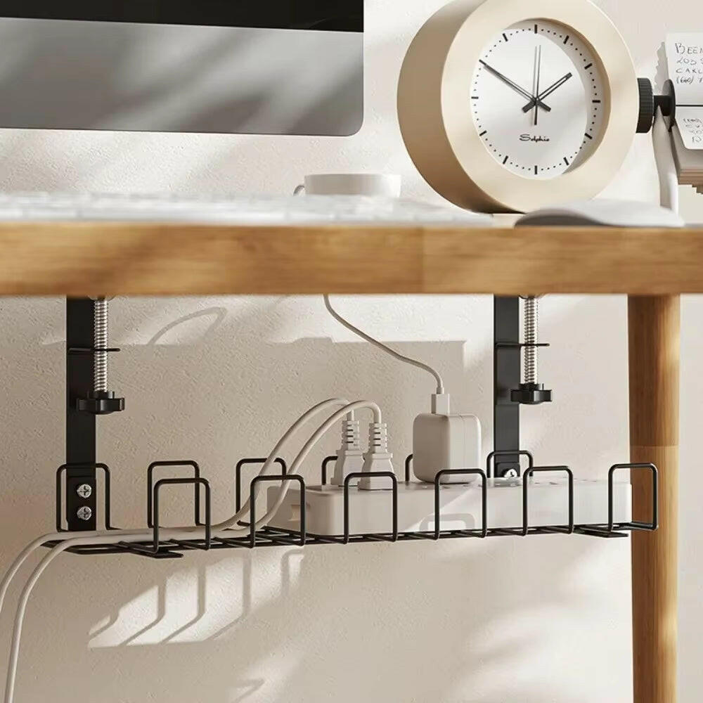 Metal Cable Management Tray for Under Desk Storage - Wire Organizer for Home Office and Kitchen Accessories.