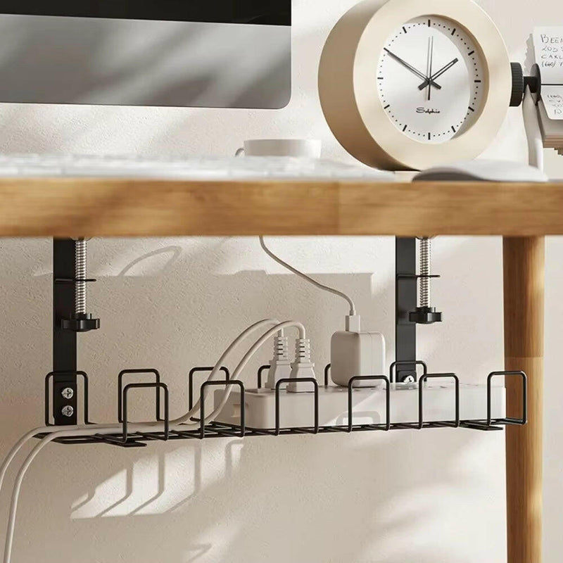 Metal Cable Management Tray for Under Desk Storage - Wire Organizer for Home Office and Kitchen Accessories.