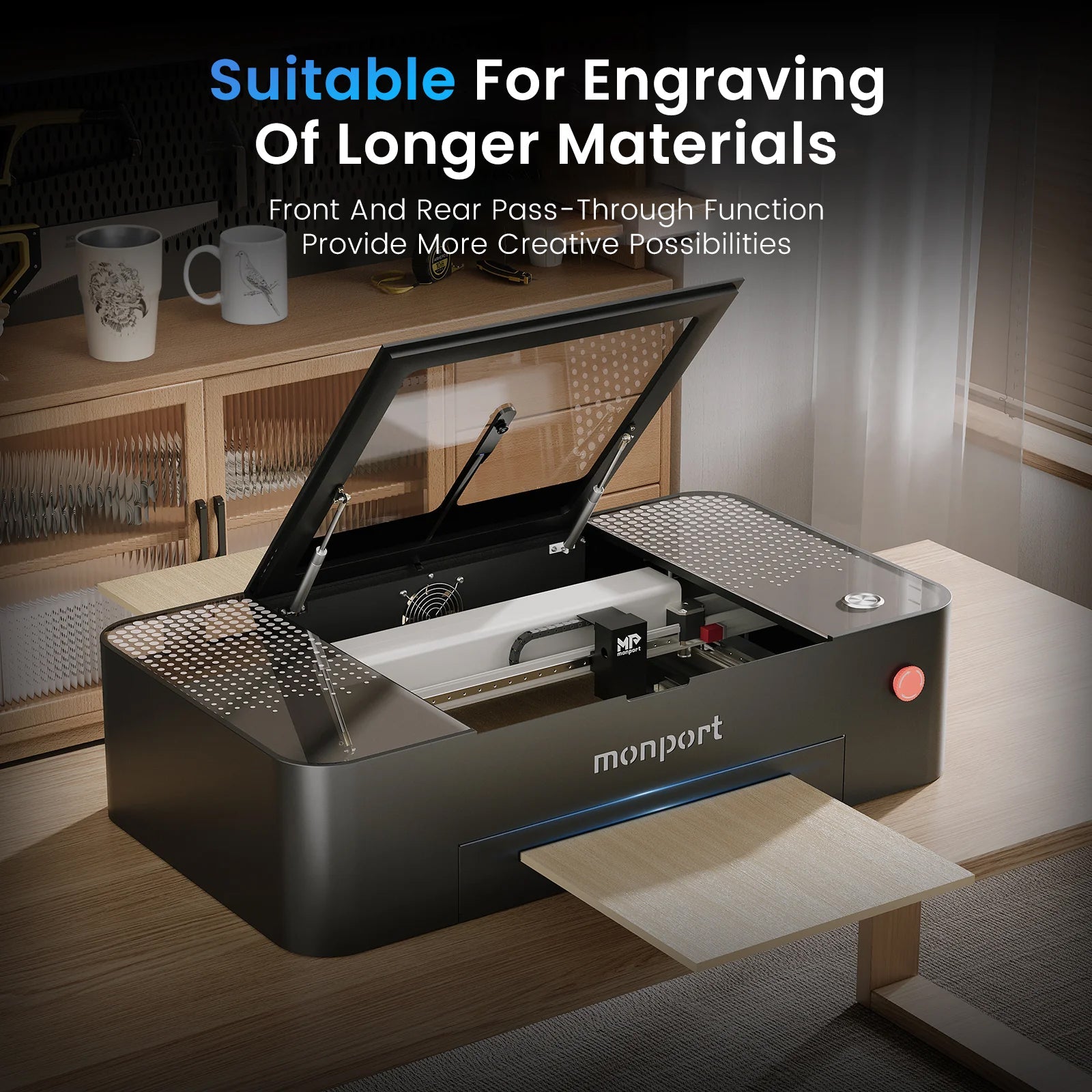 MONPORT ONYX 55W Desktop CO2 Laser Engraving Machine with Autofocus Feature