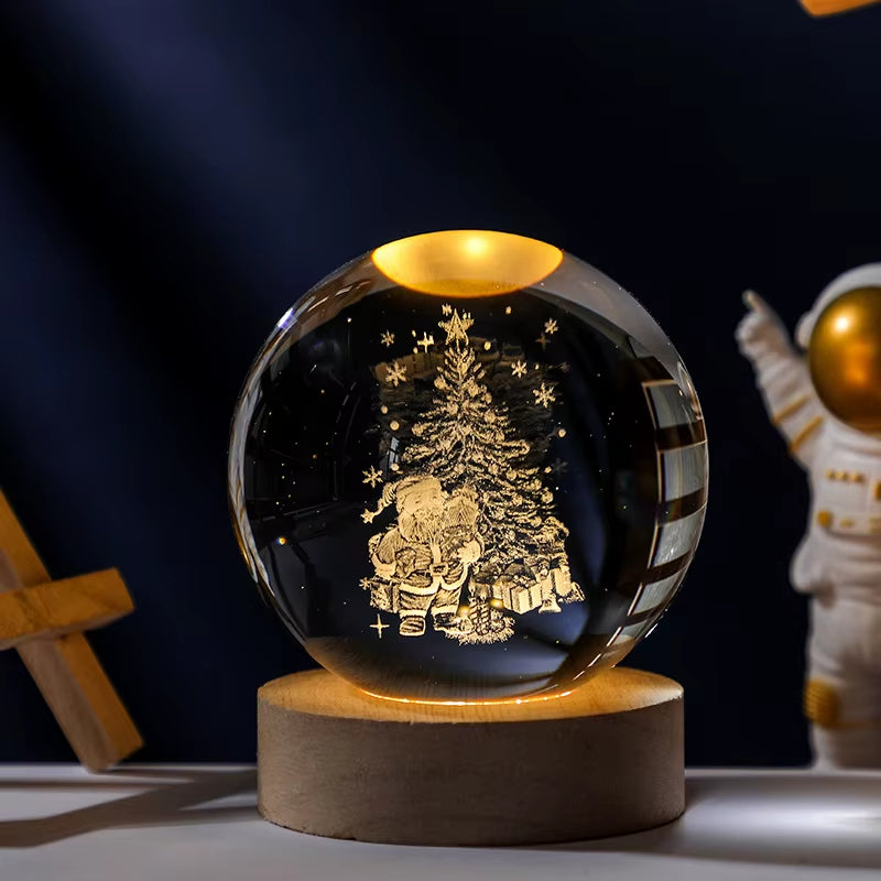 Illuminate Your Space with the 6/8Cm 3D Crystal Ball Planet Night Light – A Stunning Laser Engraved Solar System Globe Perfect for Home Decor and Gifts.