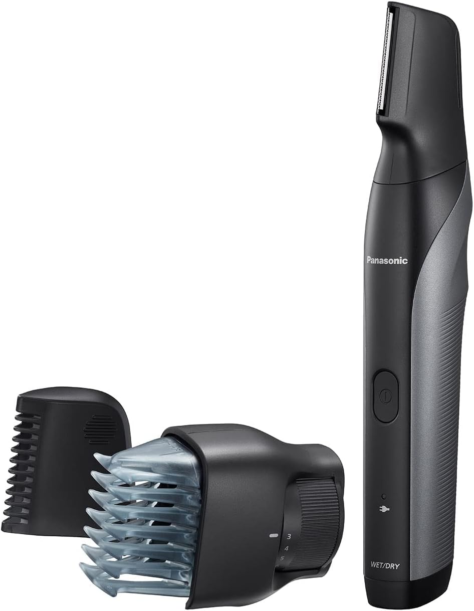 Wet/Dry Cordless Electric Body Groomer/Hair Trimmer with 2 Comb Attachments, Multi-Directional Shaving in Sensitive Areas, Black (ER-GK80-S541)