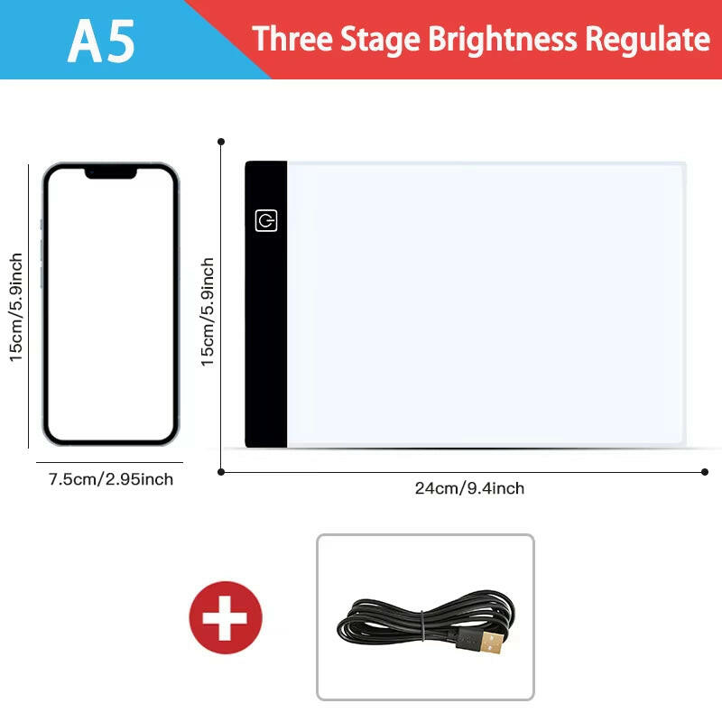 Dimmable LED Drawing and Copy Pad Board for Children - A3/A4/A5 Sizes, Educational Creative Gift for Kids.