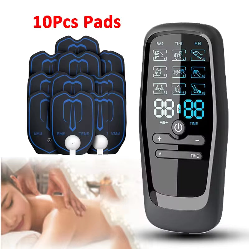 EMS Electric Professional Muscle Stimulator - USB Physiotherapy TENS Unit with 6 Pulse Modes for Full Body Massage