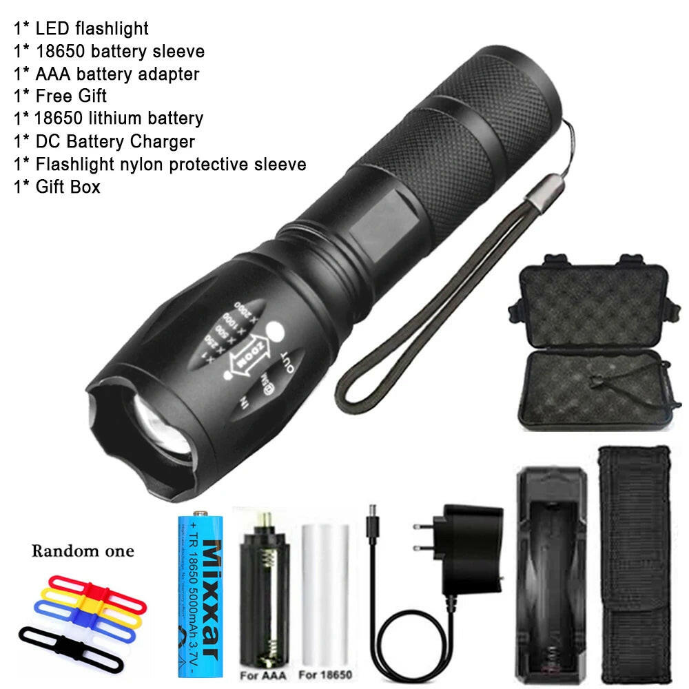 ZK30 Portable Powerful LED Lamp T6 Flashlight Linterna Torch Uses 18650 Chargeable Battery Outdoor Camping Tactics Flash Light.