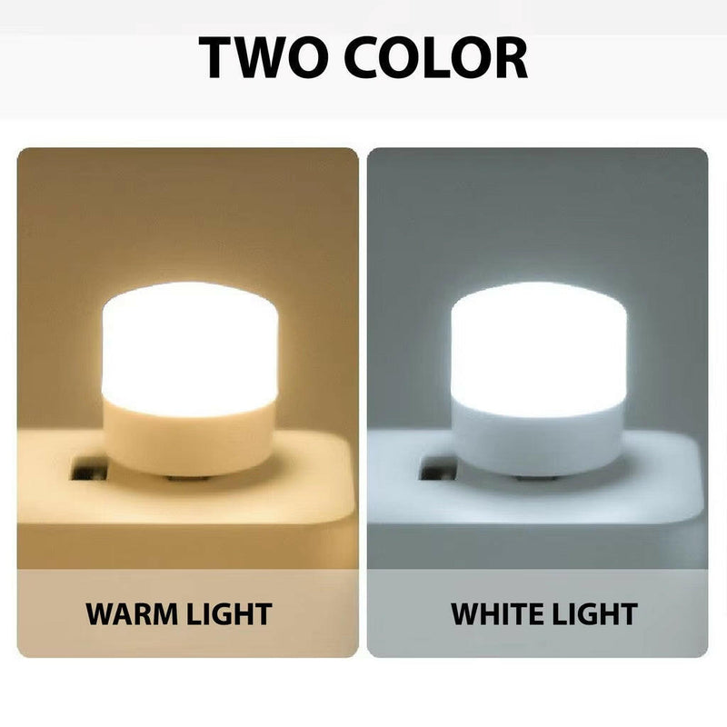 Mini USB Night Light - Warm White Eye Protection Reading Lamp for Books, Computers, and Mobile Power Charging.