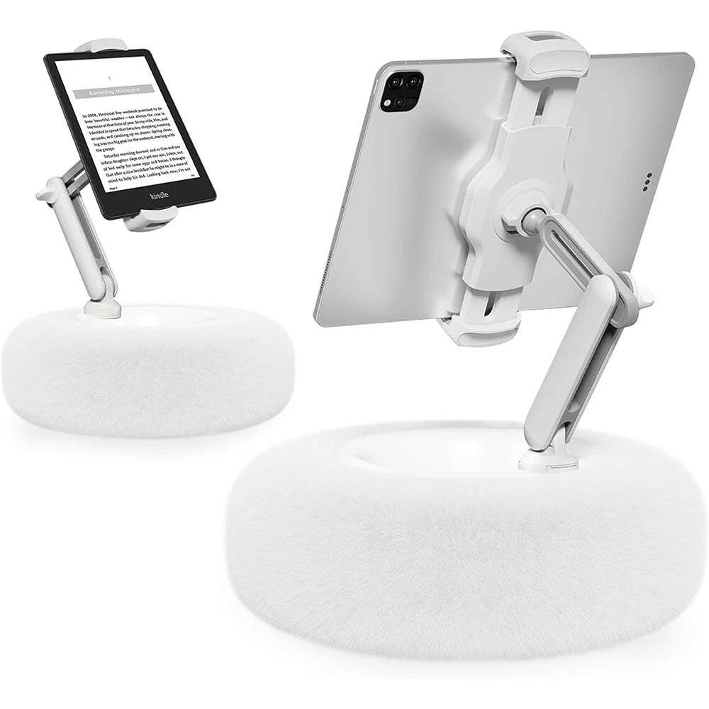 Plush Pillow Mobile Phone Tablet Holder Desktop Stand Adjustable Length Angle for Binge-Watching Live Straming Video Chat.