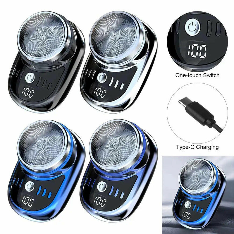 Compact Rechargeable Electric Travel Shaver for Men - Washable and Portable Cordless Trimmer for Facial and Beard Grooming.