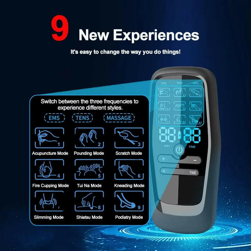 EMS Electric Professional Muscle Stimulator - USB Physiotherapy TENS Unit with 6 Pulse Modes for Full Body Massage.