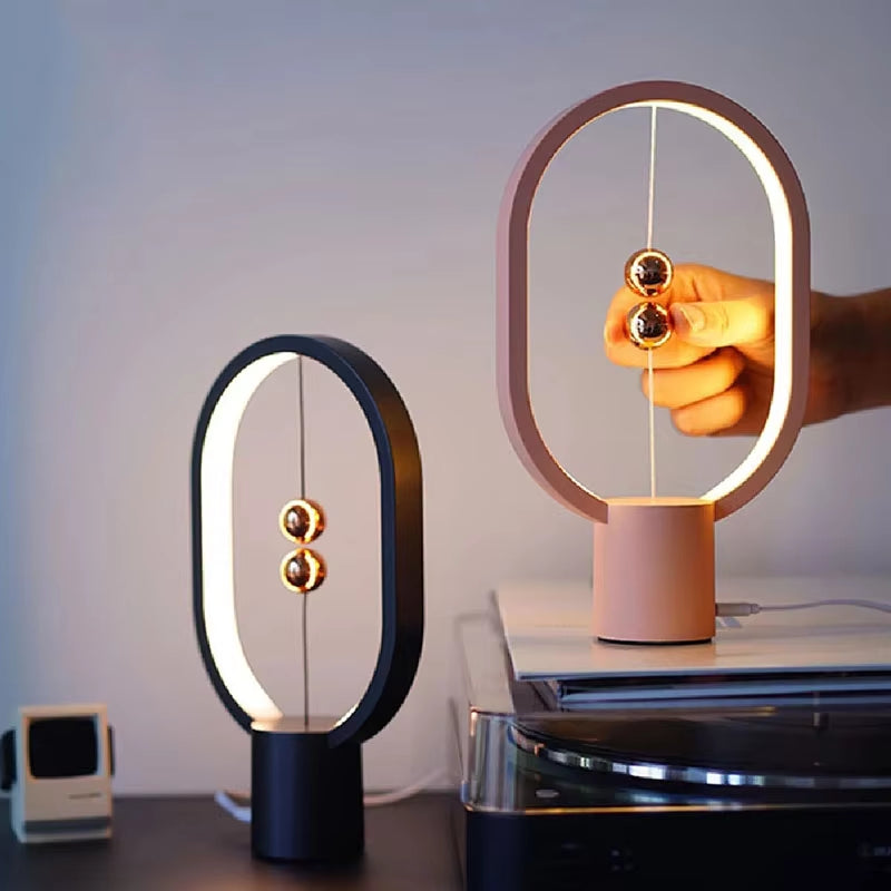 Creative LED Mini Balance Table Lamp - USB Night Light for Bedroom Decor.