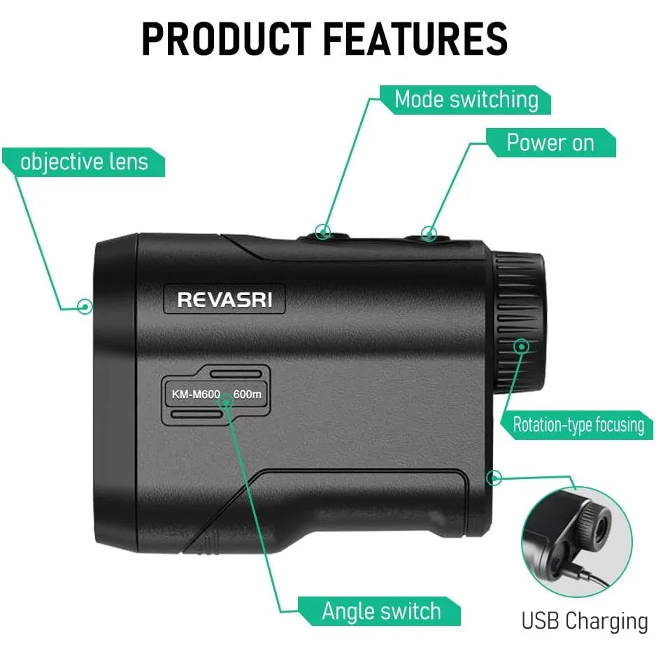 Advanced 600M Golf Laser Rangefinder with Slope Compensation and Flagpole Lock - USB Rechargeable Precision Tool for Golf Enthusiasts.