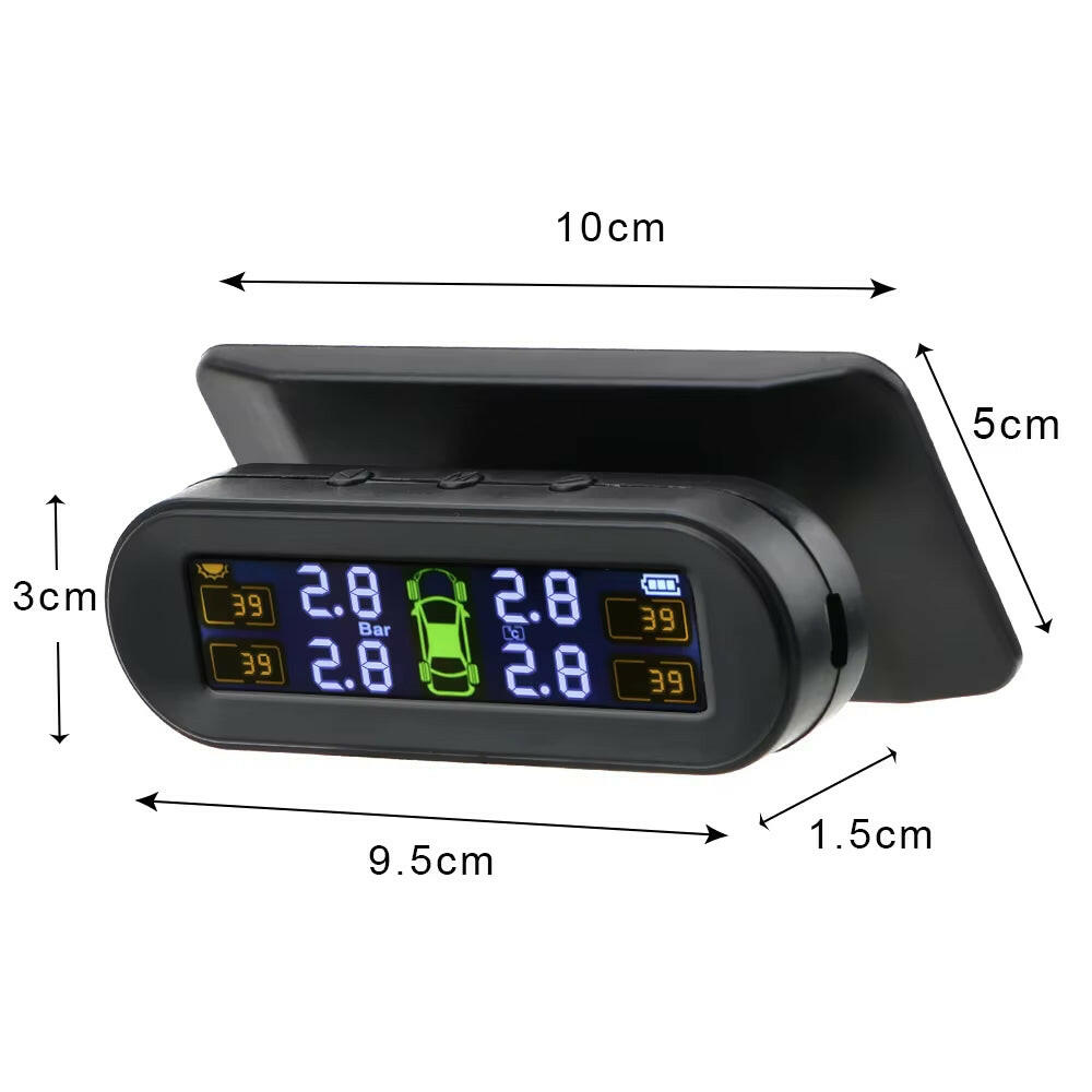 Tire Pressure Monitoring System Temperature Warning Fuel save with 4 External Sensors Solar TPMS Car Tyre Pressure Monitor.
