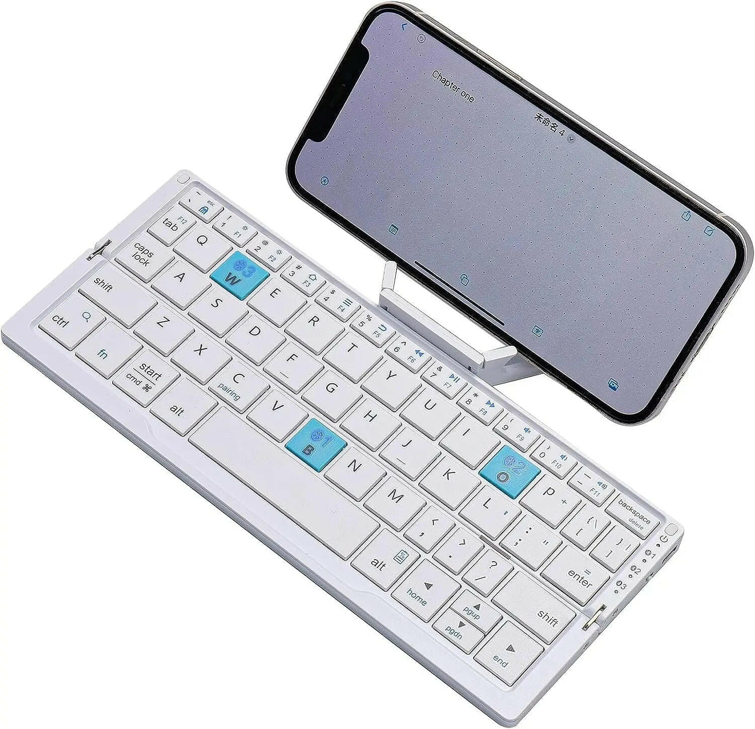 Foldable Bluetooth Keyboard with Magnetic Stand - Aluminum Alloy Mini Rechargeable Keyboard for Tablets and iPads.