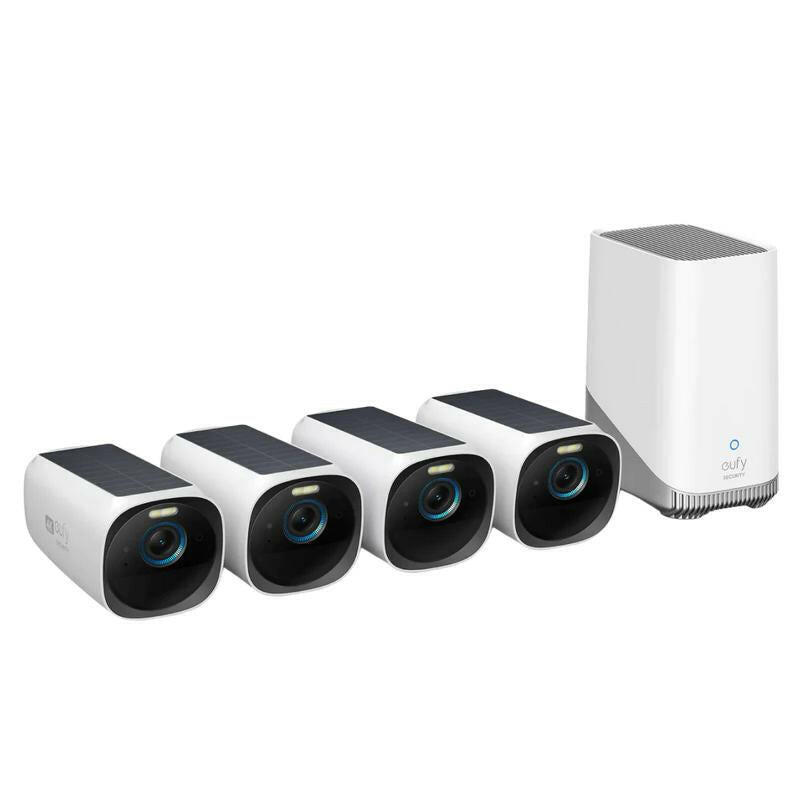 Eufy Security Eufycam S330 (Eufycam 3) 4-Cam Kit, Security Camera Outdoor Wireless, 4K with Integrated Solar Panel, Face Recognition AI, Expandable Local Storage, Spotlight, No Monthly Fee.