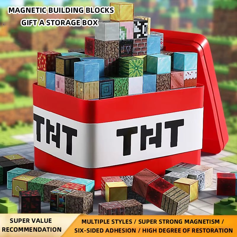 Magnetic Building Blocks Storage Box Set - DIY Assembly Toys for Children with Table Play Features