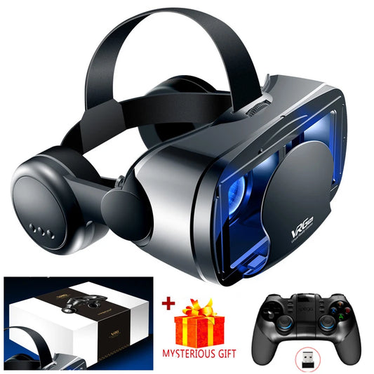 Virtual Reality 3D VR Headset Smart Glasses Helmet for Smartphones Cell Phone Mobile 7 Inches Lenses Binoculars with Controllers