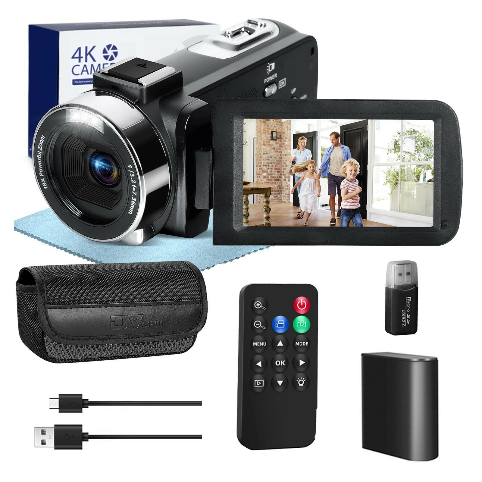 4K Video Camera 60Fps/48Mp UHD Video Recording Digital Camera Autofocus, 18X Digital Zoom Camera, 3 Inch Screen.