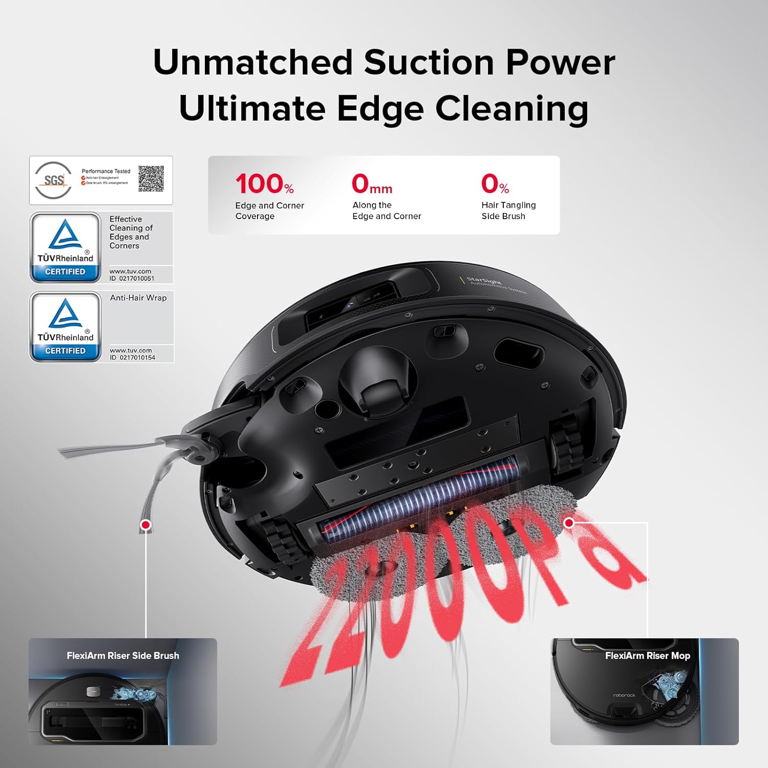Roborock Saros Z70 AI-Powered Robot Vacuum and Mop with Omnigrip Arm, 22,000Pa Suction, Ultra Slim Design, Flexiarm Riser Technology, Adaptive Lift Chassis, Obstacle Avoidance, and Automatic Mop Washing & Drying