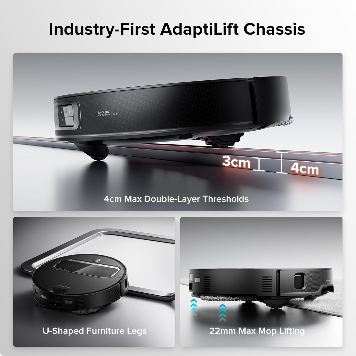 Roborock Saros Z70 AI-Powered Robot Vacuum and Mop with Omnigrip Arm, 22,000Pa Suction, Ultra Slim Design, Flexiarm Riser Technology, Adaptive Lift Chassis, Obstacle Avoidance, and Automatic Mop Washing & Drying