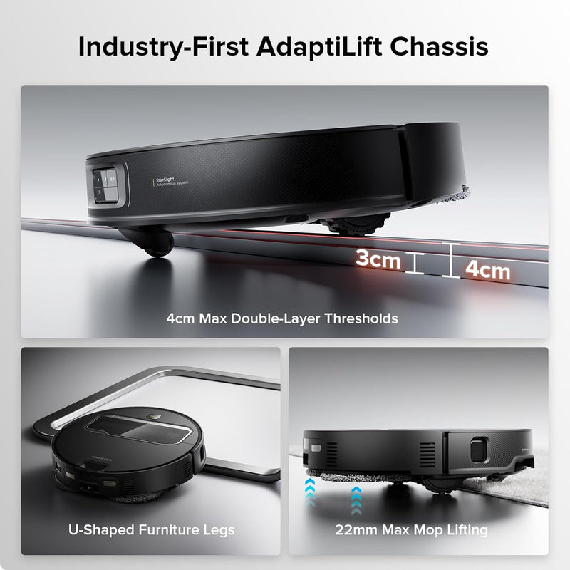 Roborock Saros Z70 AI-Powered Robot Vacuum and Mop with Omnigrip Arm, 22,000Pa Suction, Ultra Slim Design, Flexiarm Riser Technology, Adaptive Lift Chassis, Obstacle Avoidance, and Automatic Mop Washing & Drying