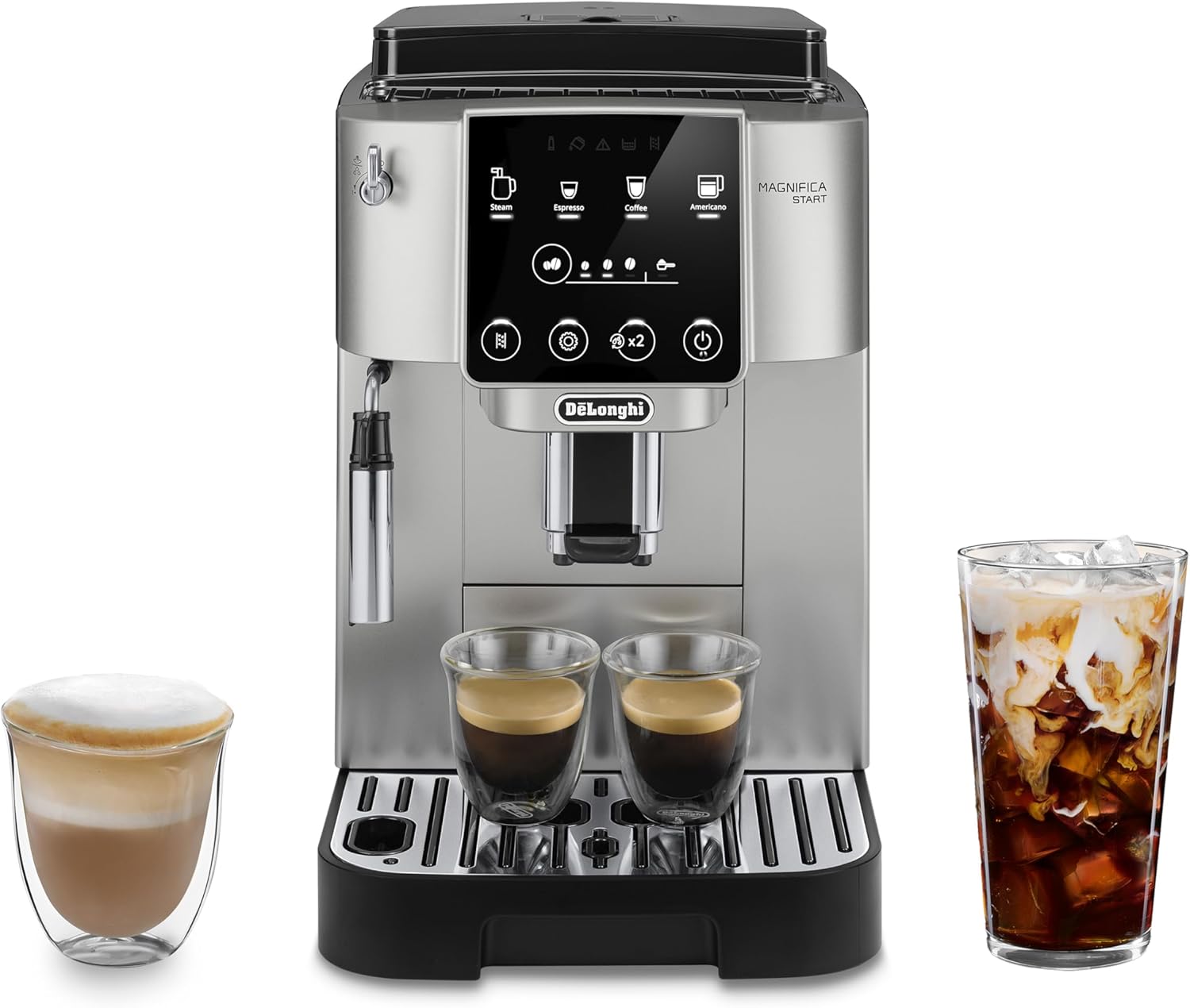 De'Longhi Magnifica Start Fully Automatic Espresso Machine with Integrated Milk Frother and Grinder – Craft Lattes, Cappuccinos, and Iced Coffee with One-Touch Convenience.