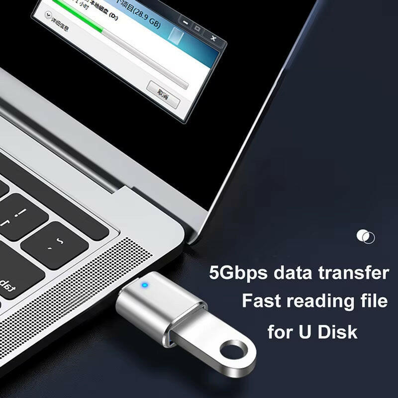 LED USB 3.0 to Type-C Adapter - OTG USB-C and USB-A to Micro USB Female Connector for Samsung, Xiaomi, and POCO Devices.