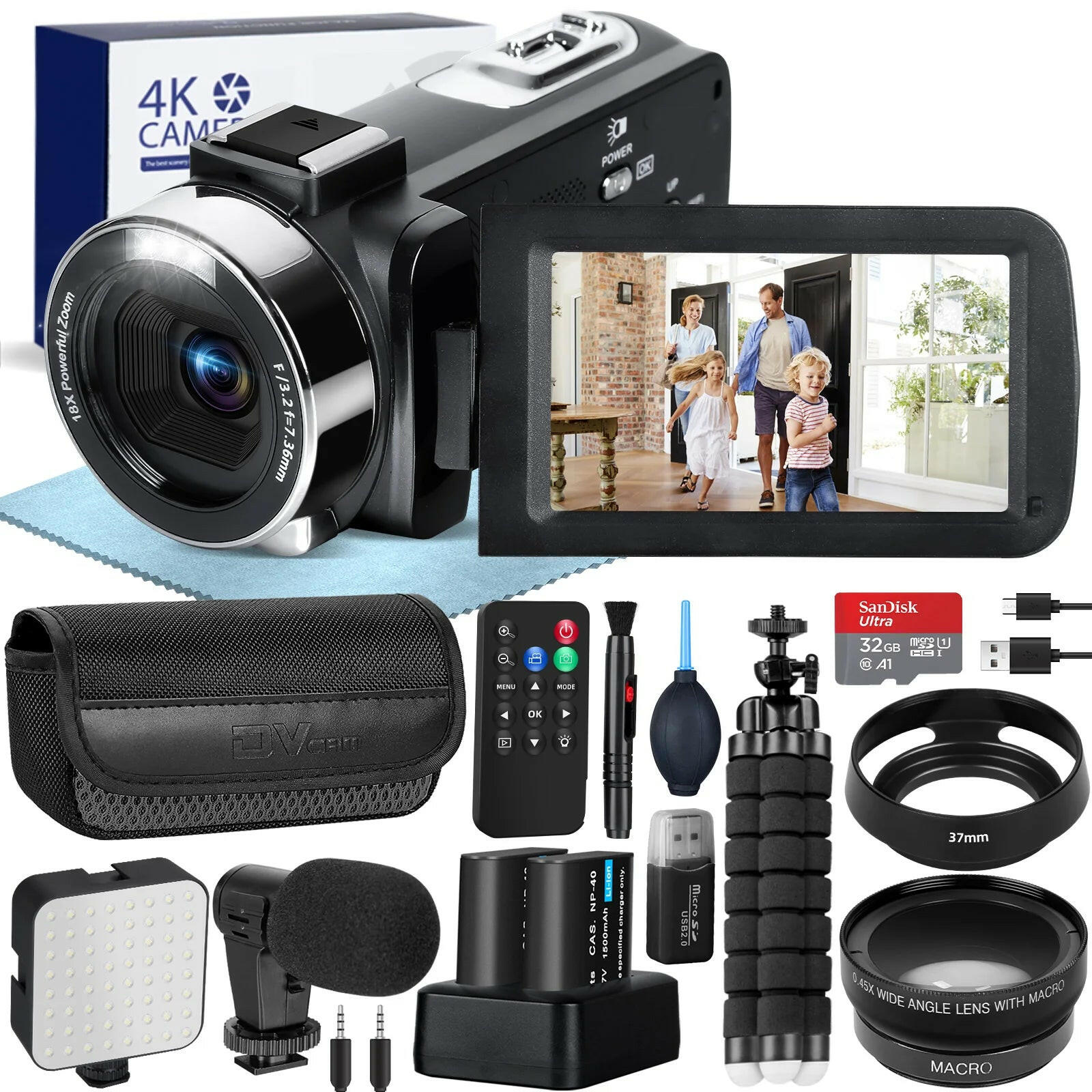 4K Video Camera 60Fps/48Mp UHD Video Recording Digital Camera Autofocus, 18X Digital Zoom Camera, 3 Inch Screen.