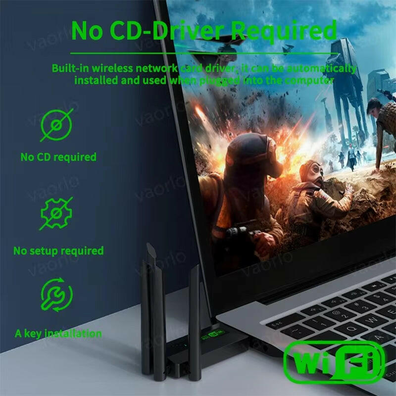1200Mbps Dual Band Wi-Fi USB Adapter with 4 Antennas, 802.11AC, USB 3.0 High-Speed Wireless Receiver for PC and Laptop.